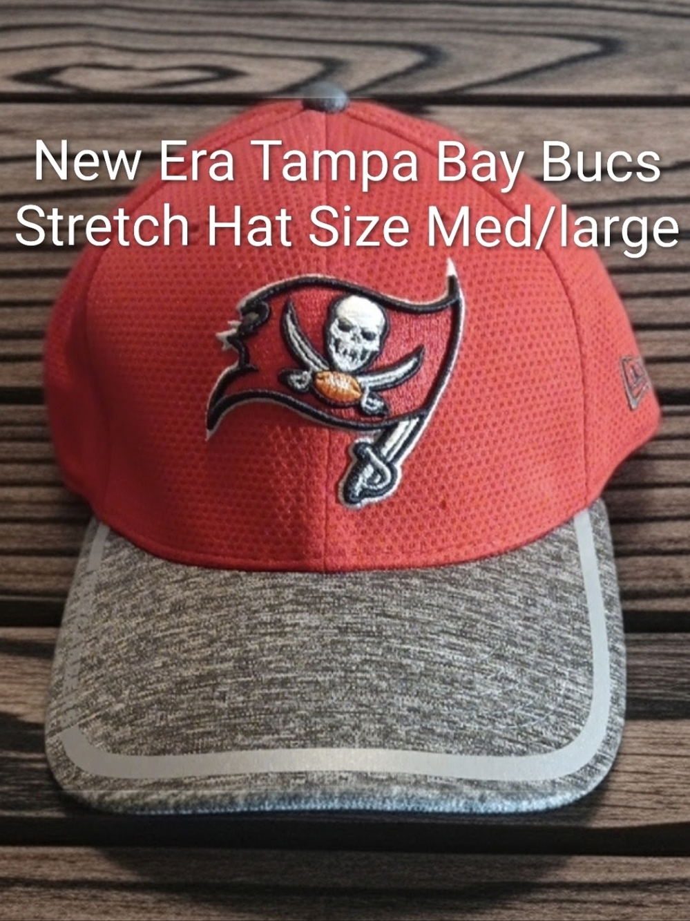 New Era Tampa Bay Bucs Red and Gray Stretch Hat Size Med/large